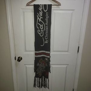 Ed Hardy by Christian Audigier black & Red Skull scarf Unisex, Rn#121256 #043